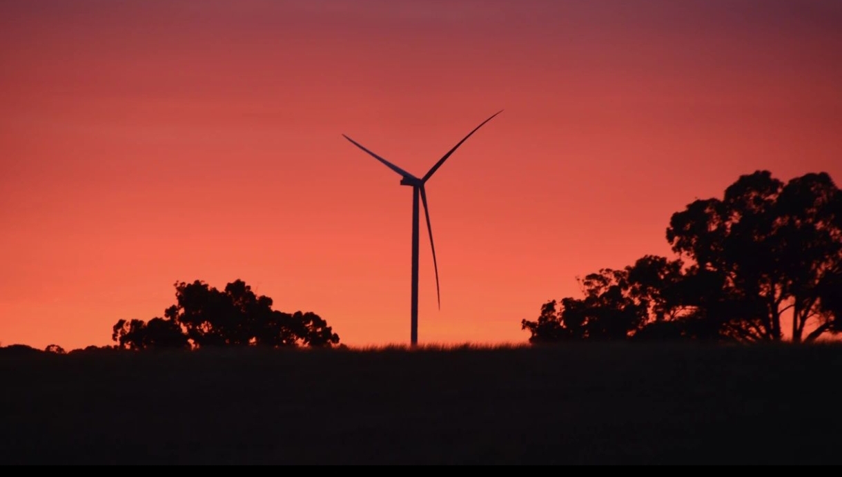 Wind farm at sunset